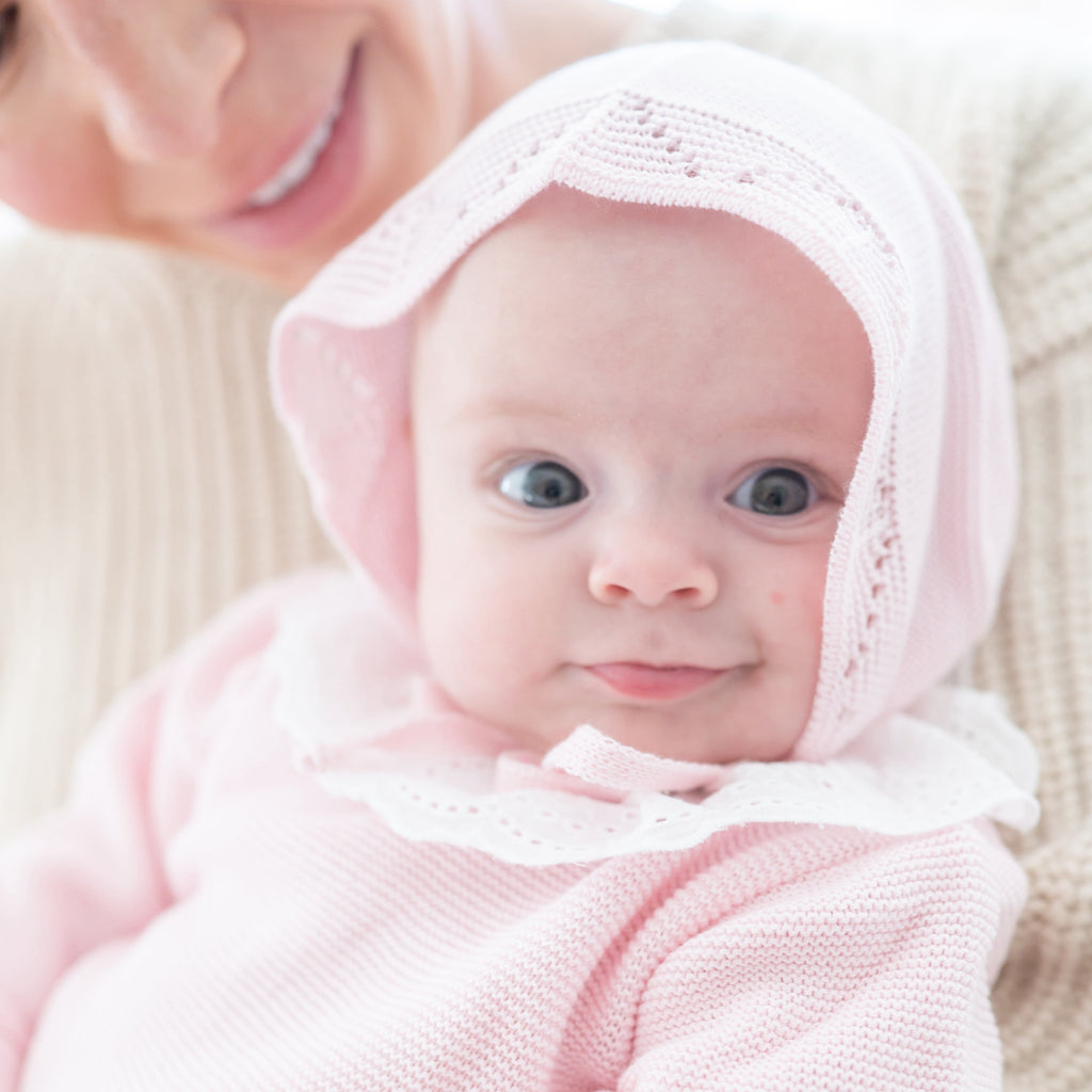 Knit Baby Bonnet in Pink