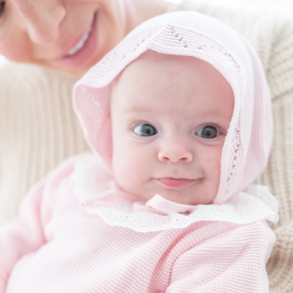 Knit Baby Bonnet in Pink
