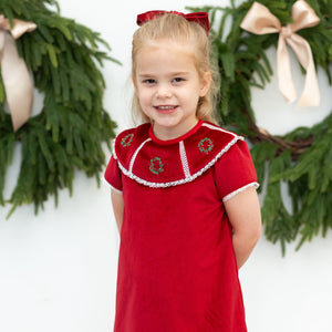 Avery Girl Dress in Red Velvet