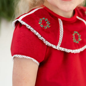 Avery Girl Dress in Red Velvet