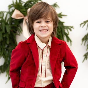 Hayden Boy Blazer in Red Velvet