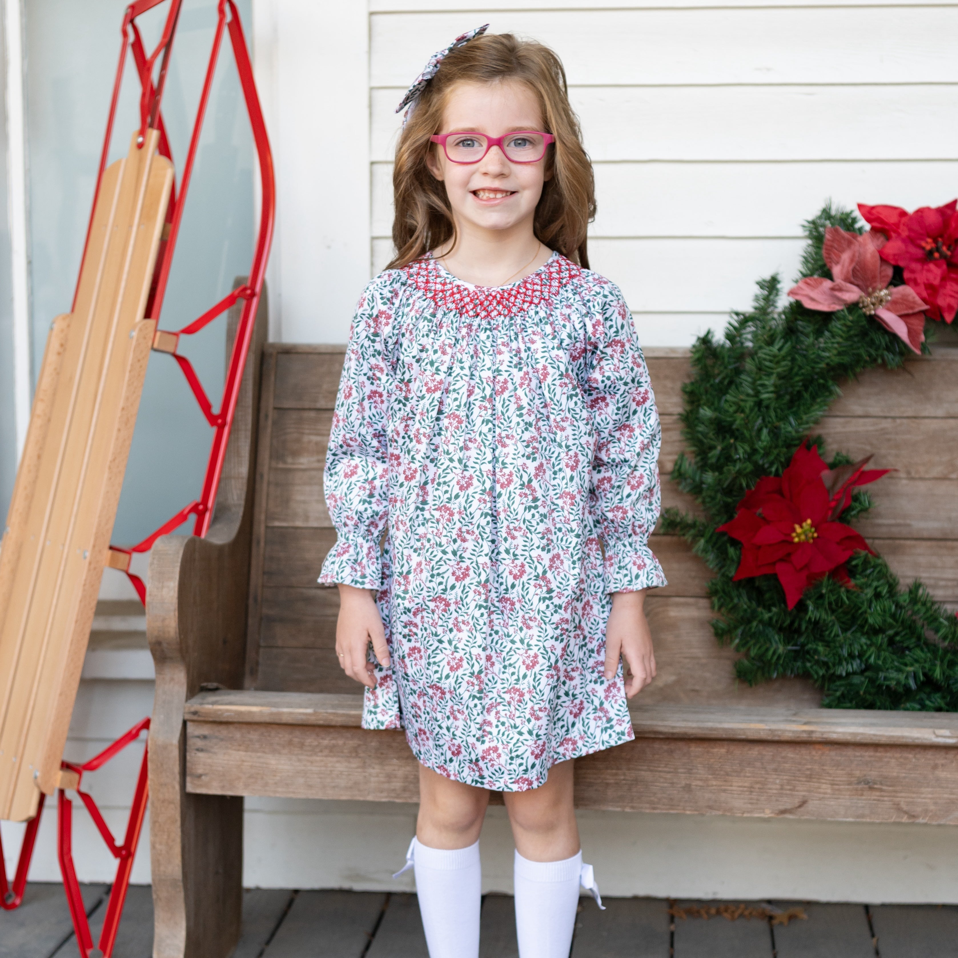 Aspen Girl Dress in Holly Berry