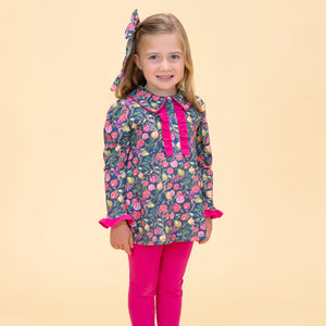 Juni Girl Shirt in Navy Pomegranate