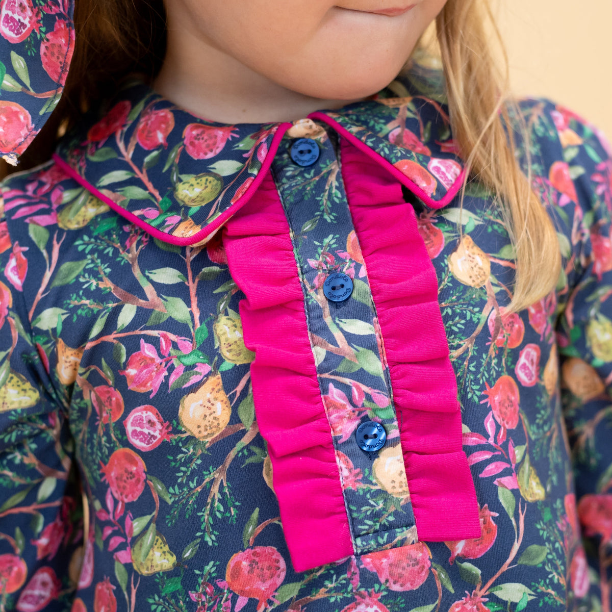 Juni Girl Shirt in Navy Pomegranate