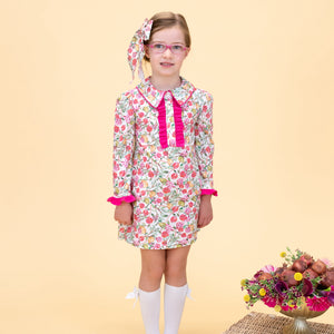 Juliette Girl Dress in White Pomegranate