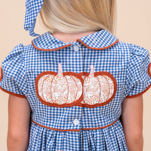 Sarita Girl Dress in Classic Gingham Pumpkin