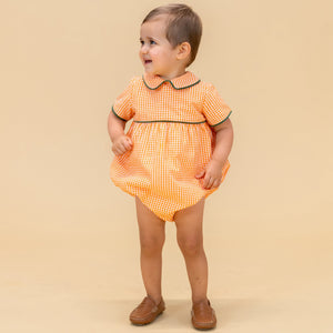 Lucas Boy Bubble in Orange Gingham