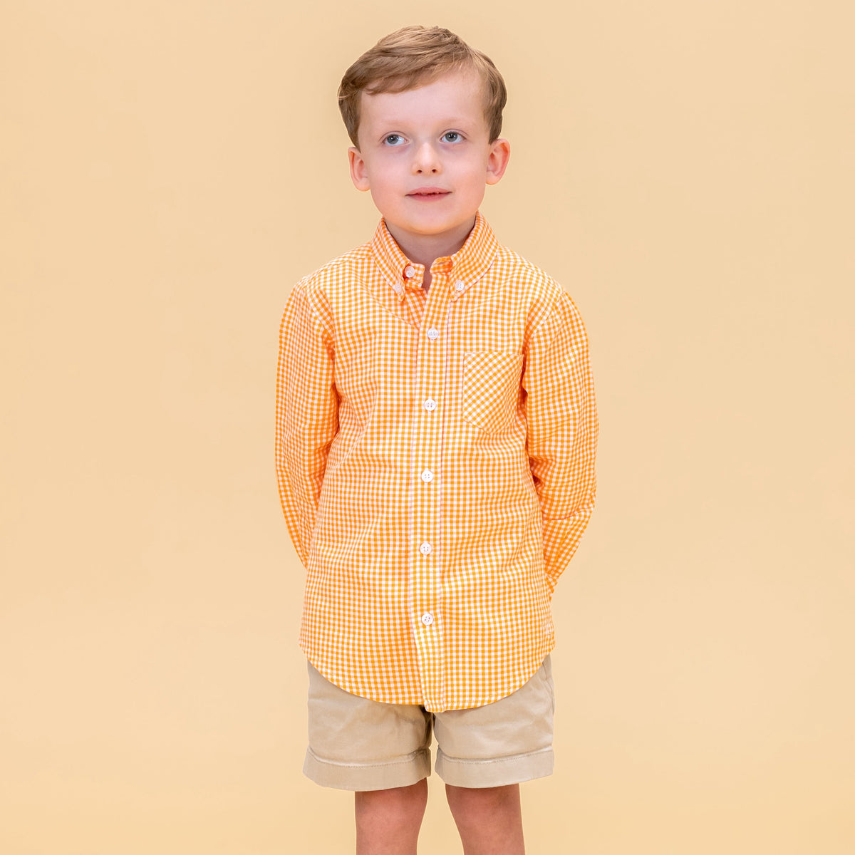 Walker Boy Button Down in Orange Gingham