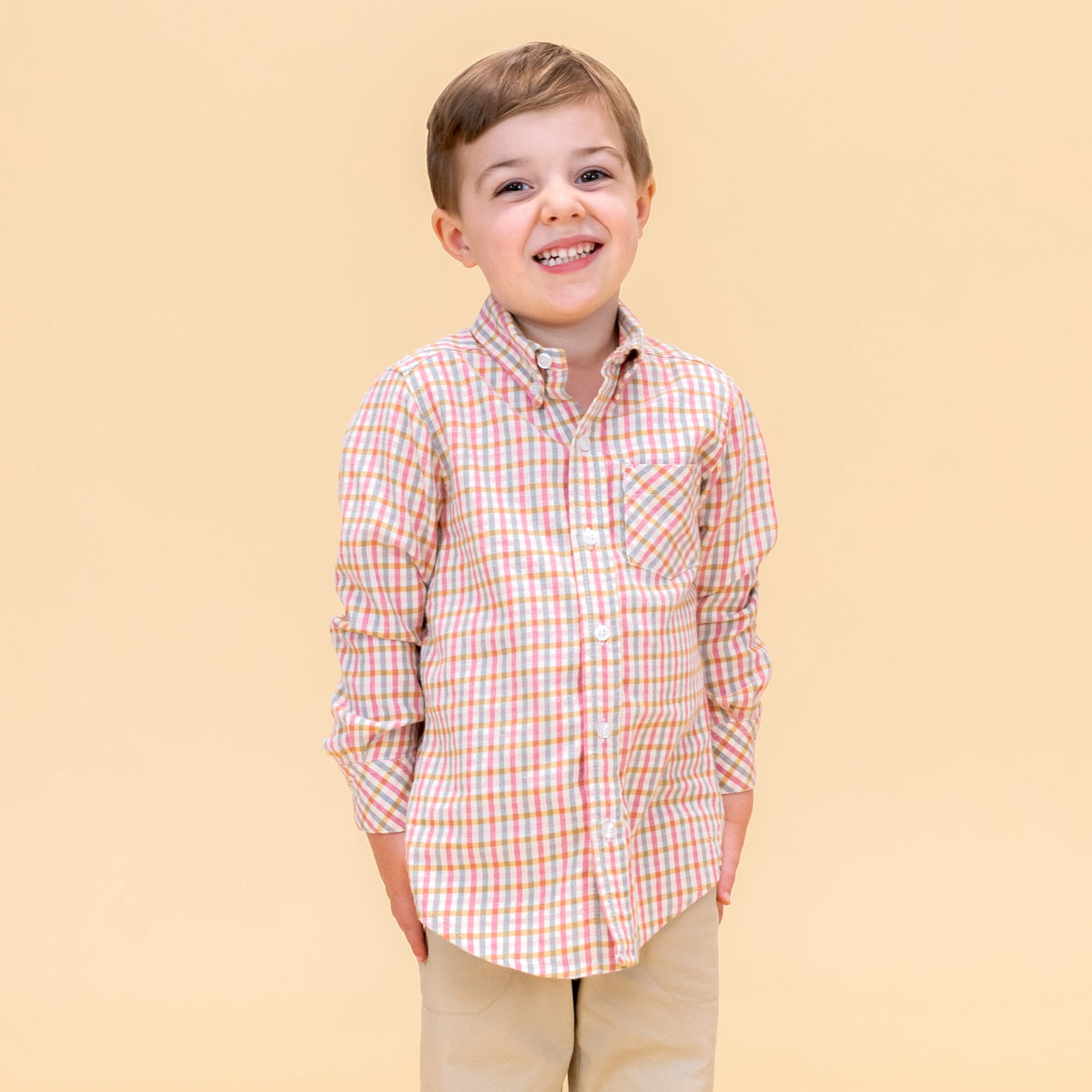 Walker Boy Button Down in Mum Gingham