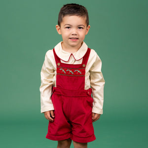 Christopher Boy Overall in Red Velvet