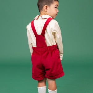 Christopher Boy Overall in Red Velvet