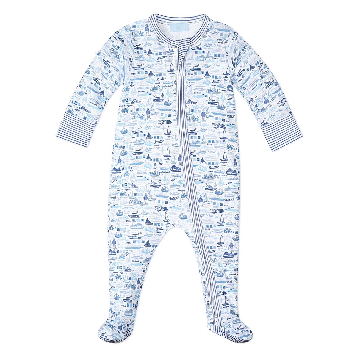 Baby Boats Zip Onesie in Blue