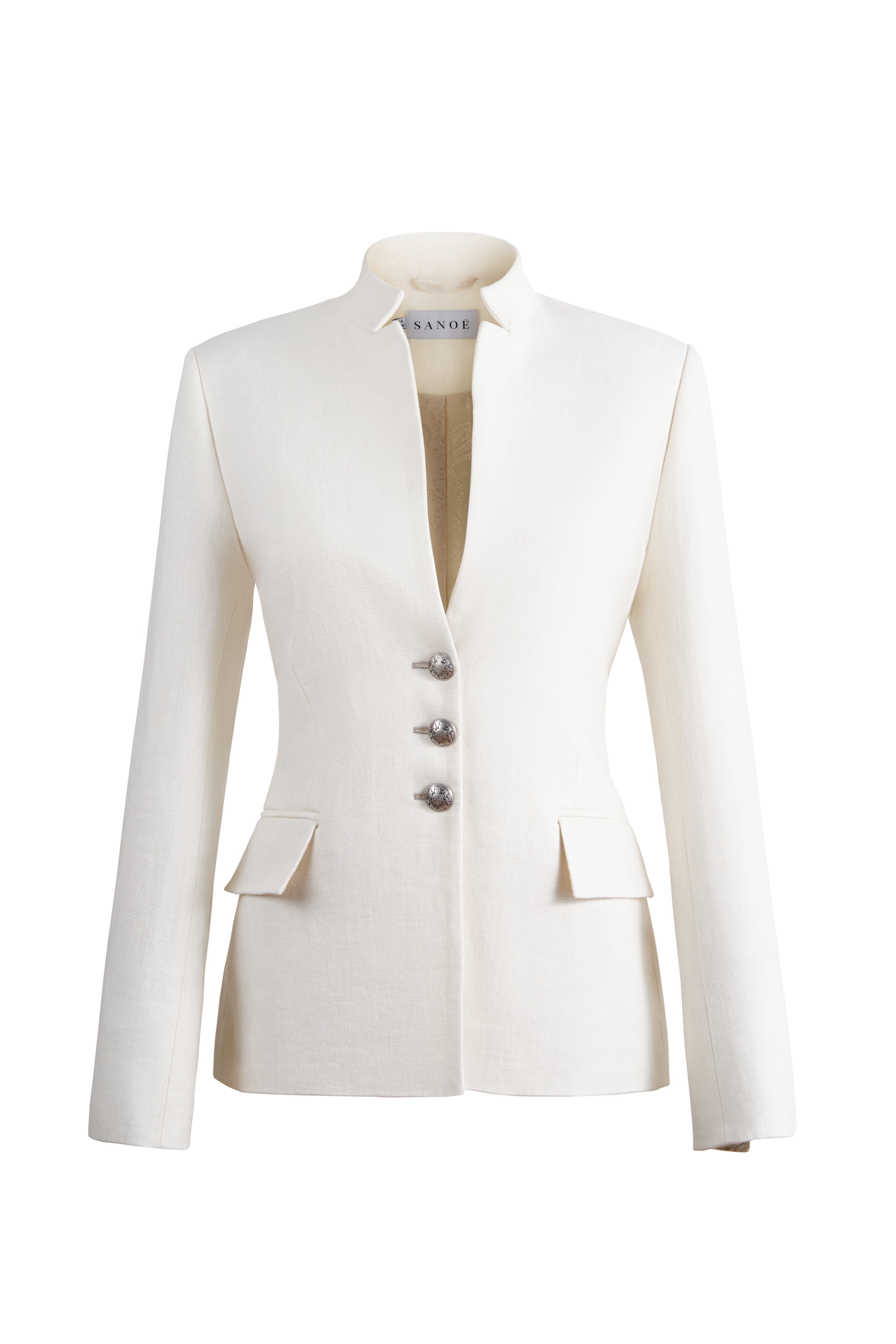 Daisy Blanche Jacket in White Linen