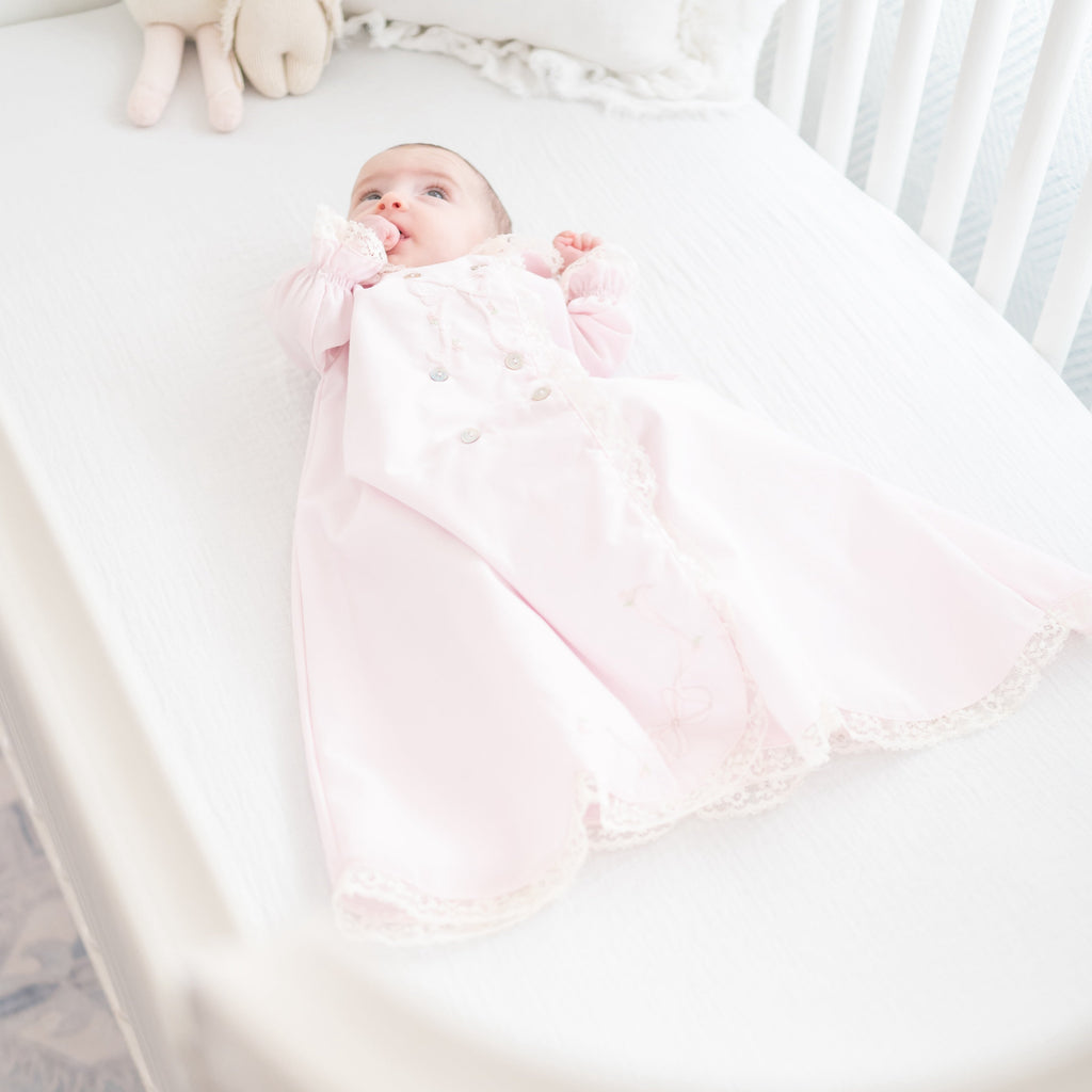 Baby Gown With Bonnet in Pink
