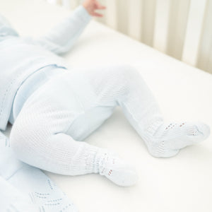 Knit Baby Boy Sweater & Stockings Set in Light Blue