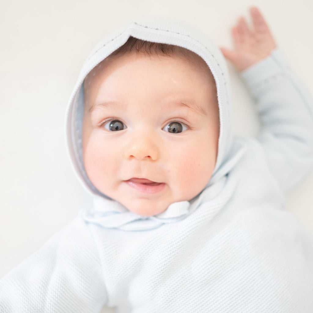 Knit Baby Boy Sweater & Stockings Set in Light Blue