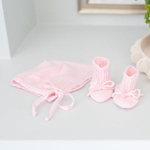 Knit Baby Bonnet in Pink