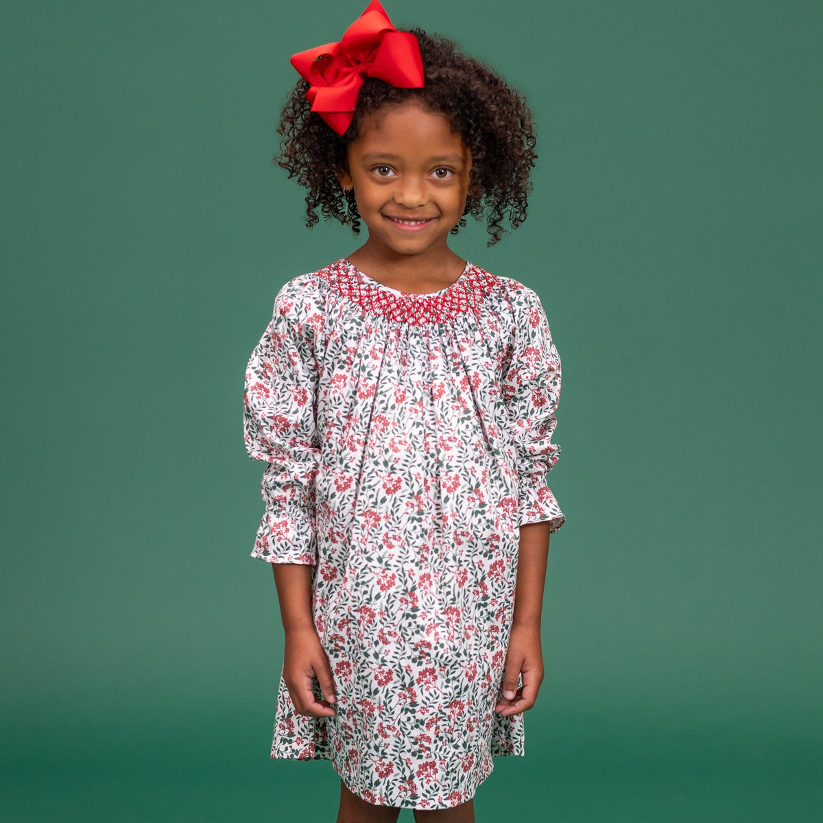 Aspen Girl Dress in Holly Berry