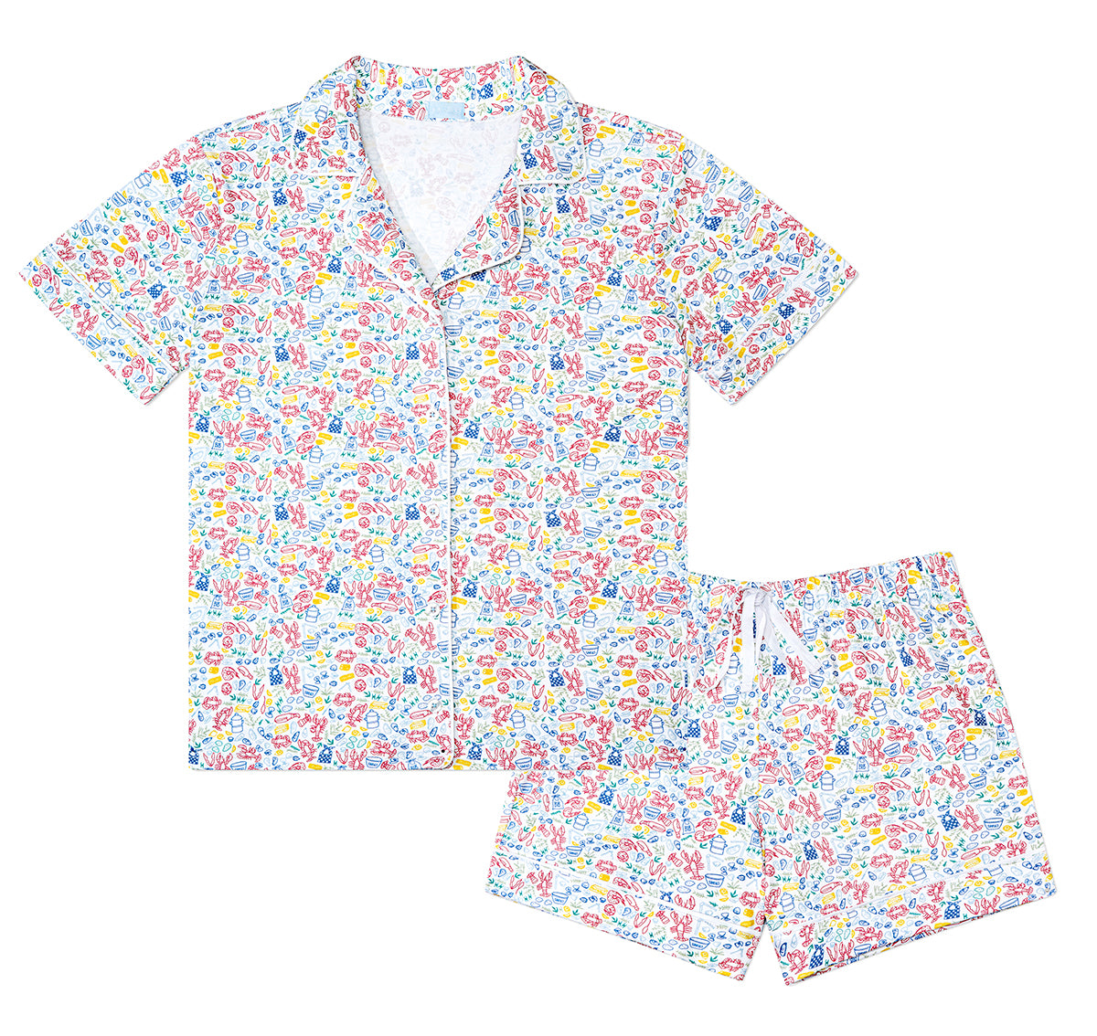 Women's Button Front Short Pajama Set in Clam Bake