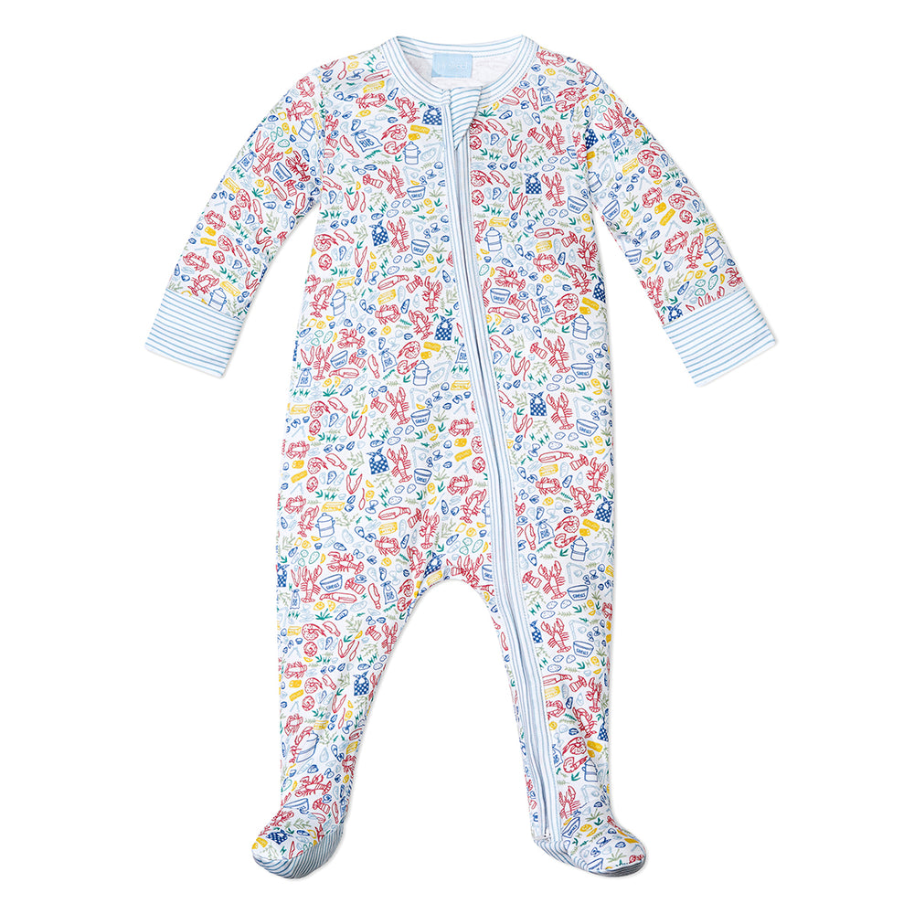 Baby Zip Onesie in Clam Bake