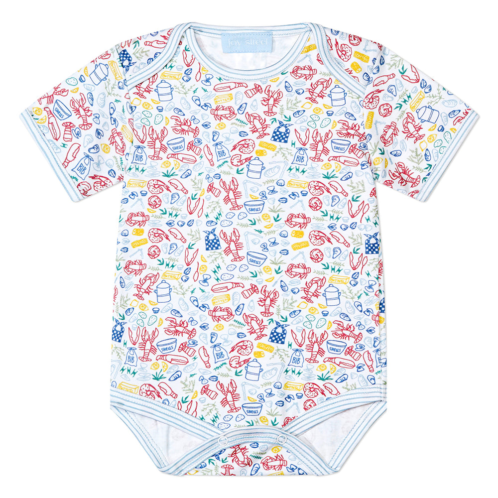 Baby Short Sleeve Body Suit in Clam Bake
