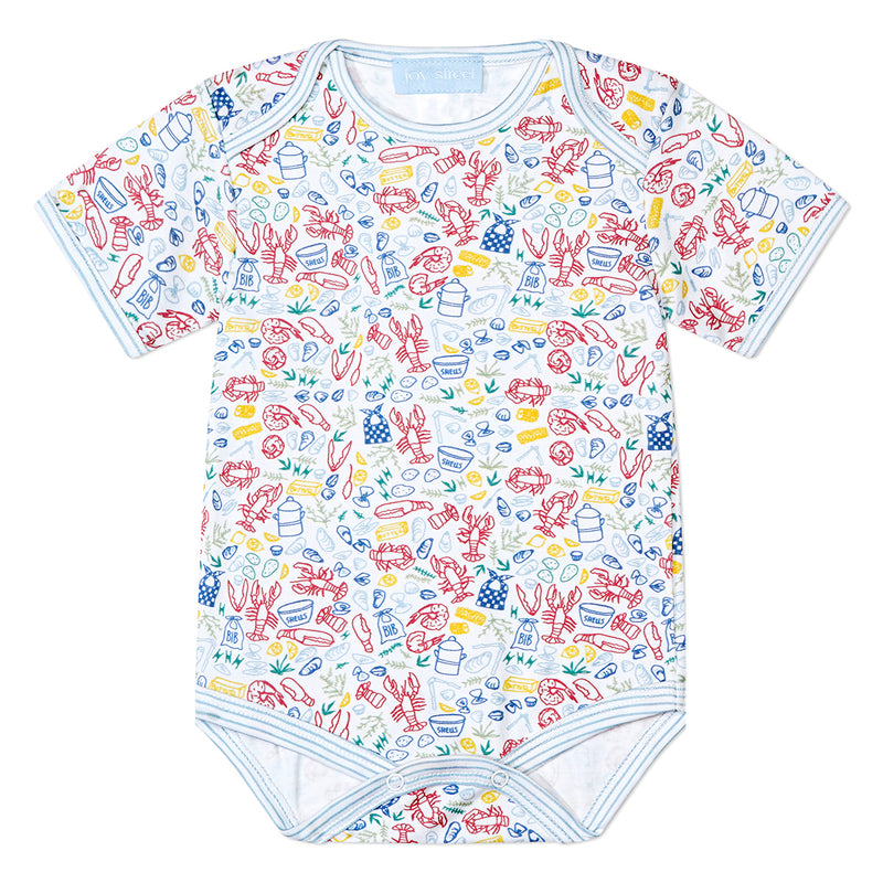 Baby Short Sleeve Body Suit in Clam Bake