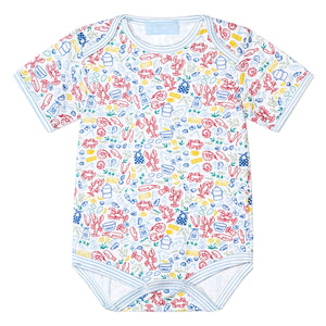Baby Short Sleeve Body Suit in Clam Bake