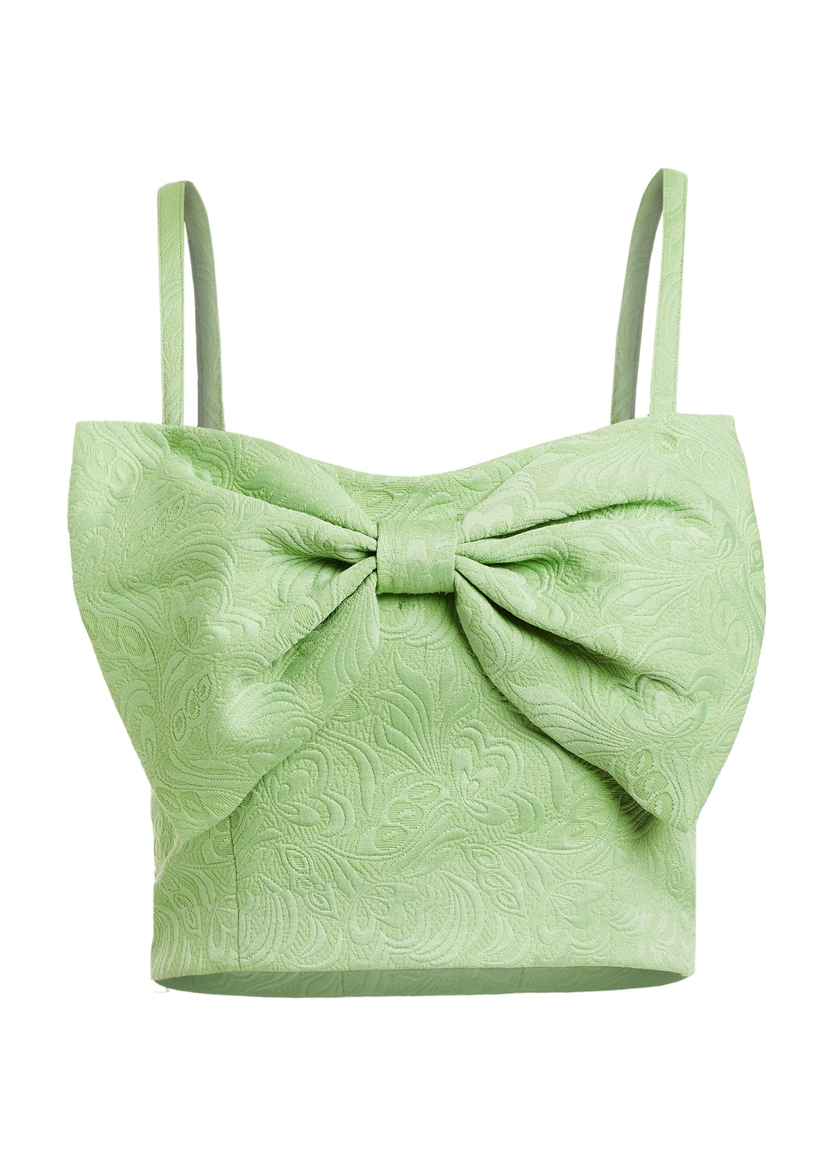 Corazon Bow Top in Green Jacquard