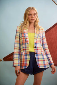 Corby Top styled with the Yardley Blazer and Faye Shorts.
