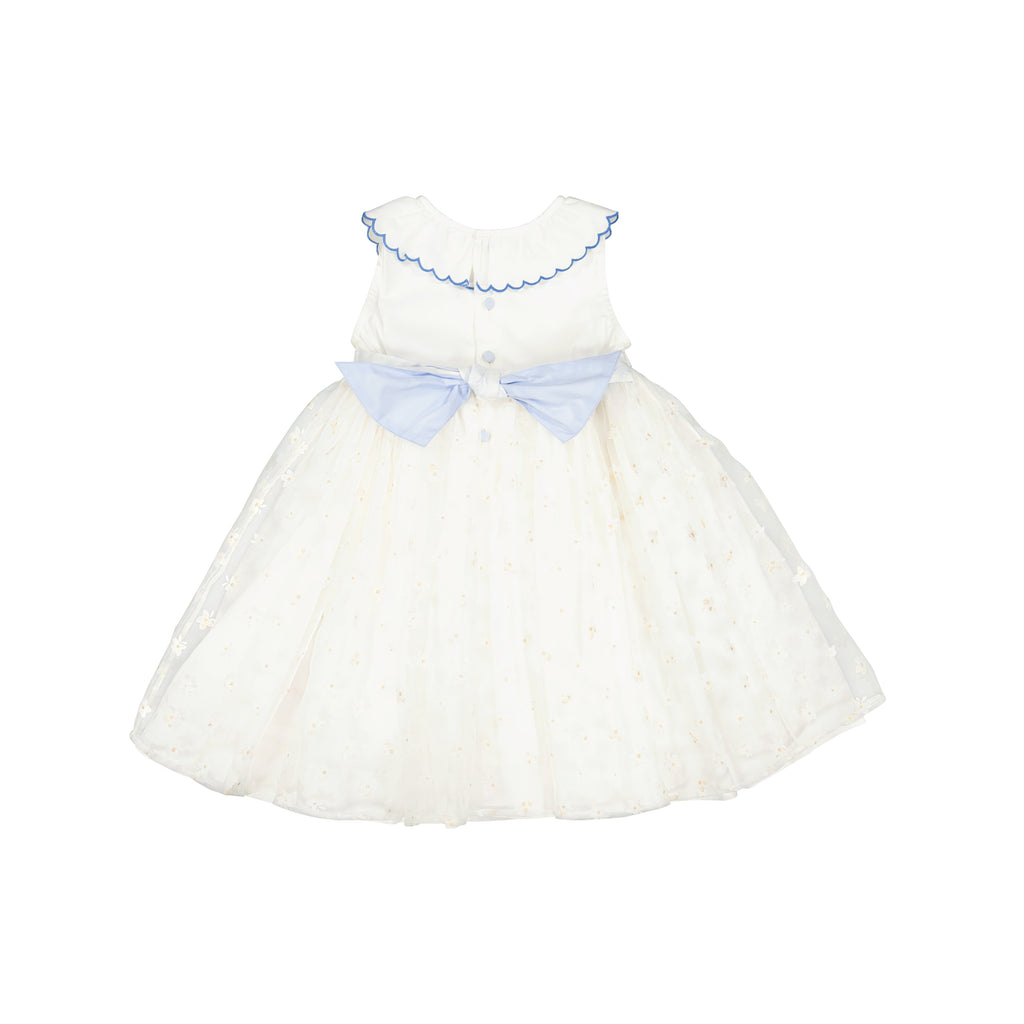 Cordelia White Blue Sleeveless Empire Dress