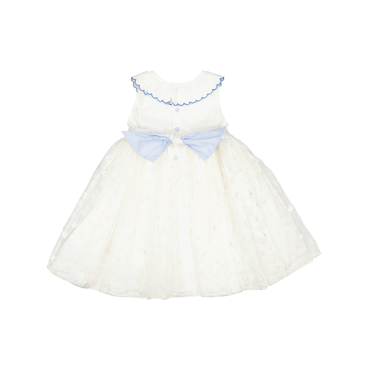 Cordelia White Blue Sleeveless Empire Dress