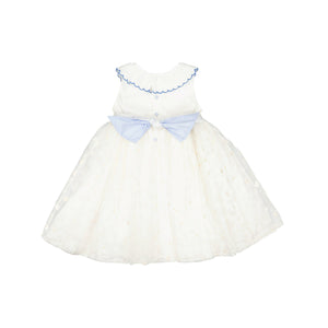 Cordelia White Blue Sleeveless Empire Dress