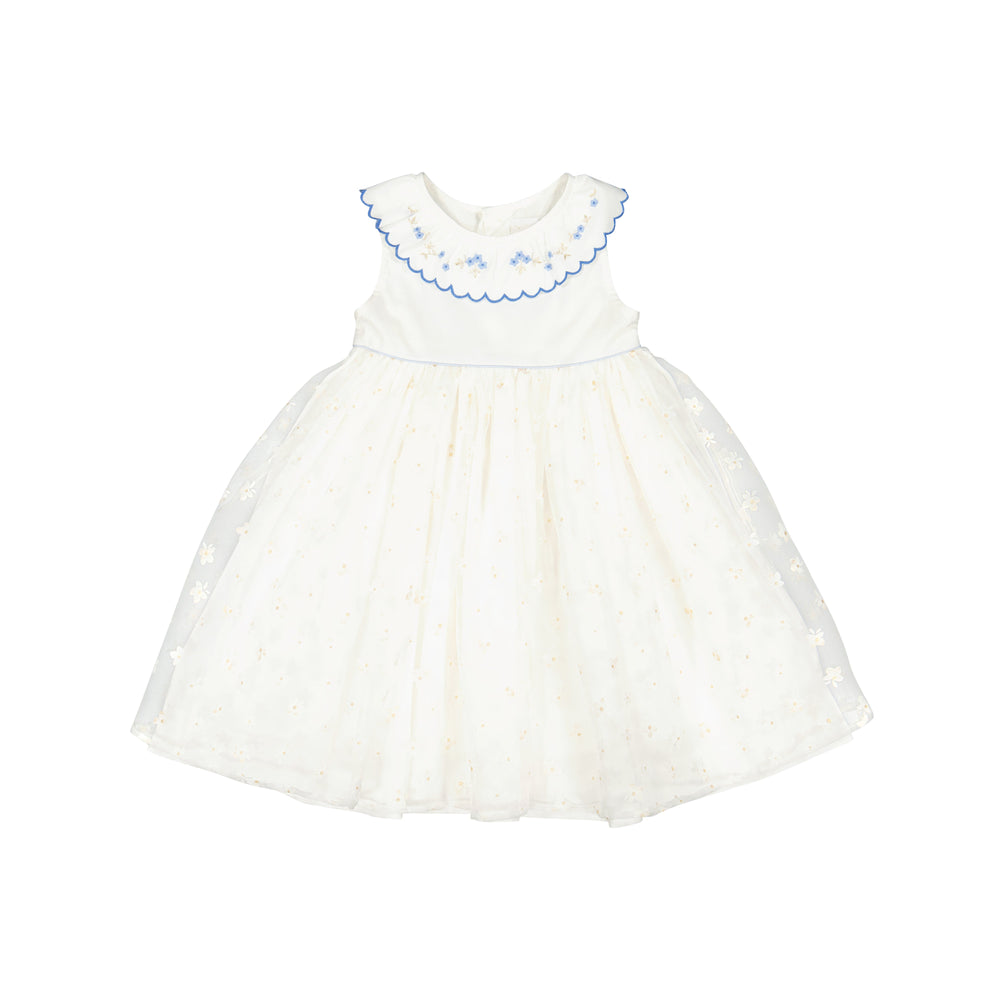 Cordelia White Blue Sleeveless Empire Dress