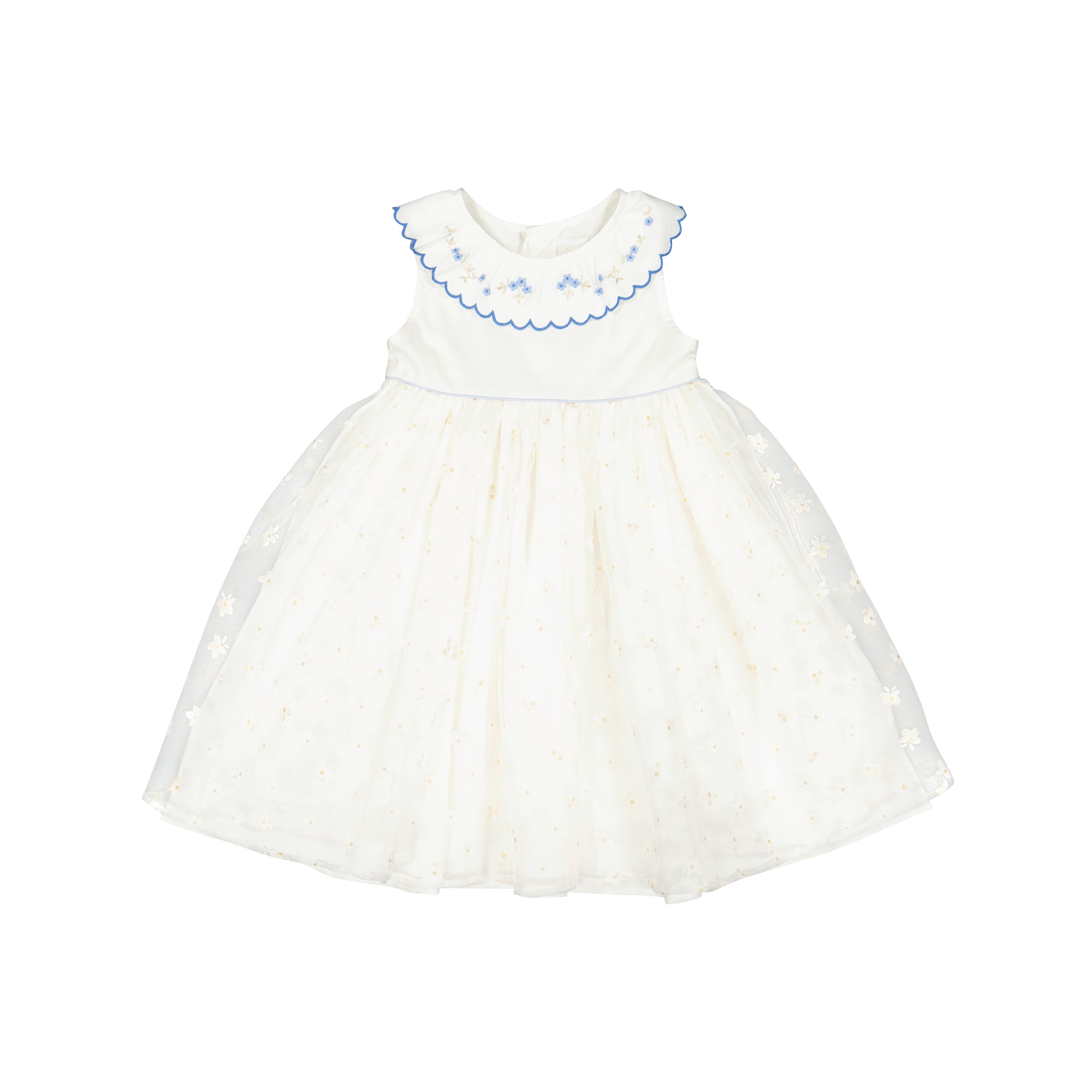 Cordelia White Blue Sleeveless Empire Dress