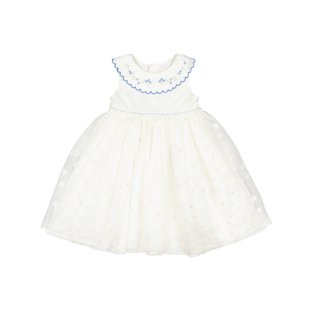 Cordelia White Blue Sleeveless Empire Dress