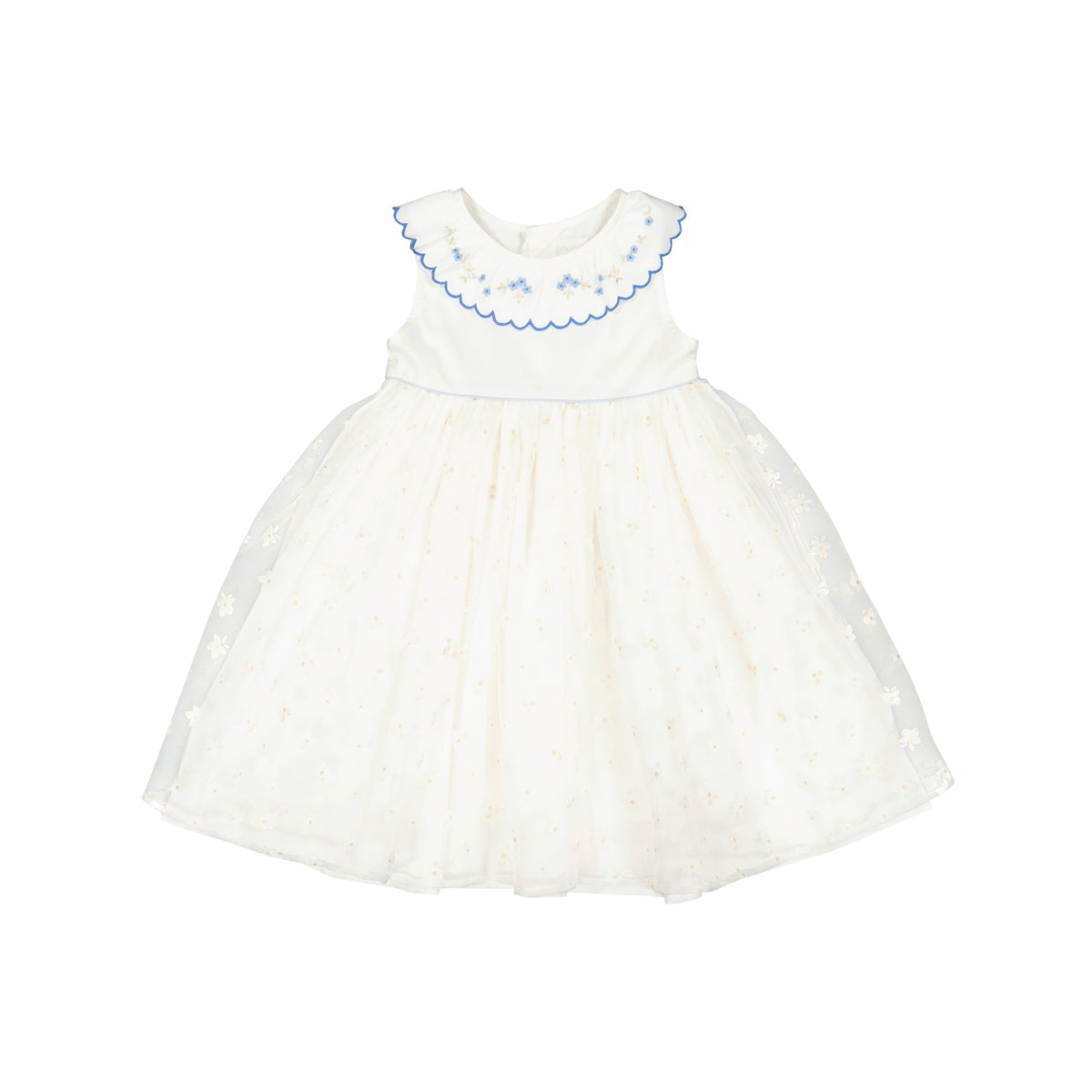 Cordelia White Blue Sleeveless Empire Dress