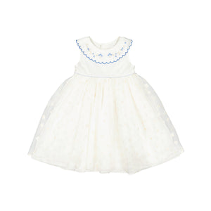 Cordelia White Blue Sleeveless Empire Dress