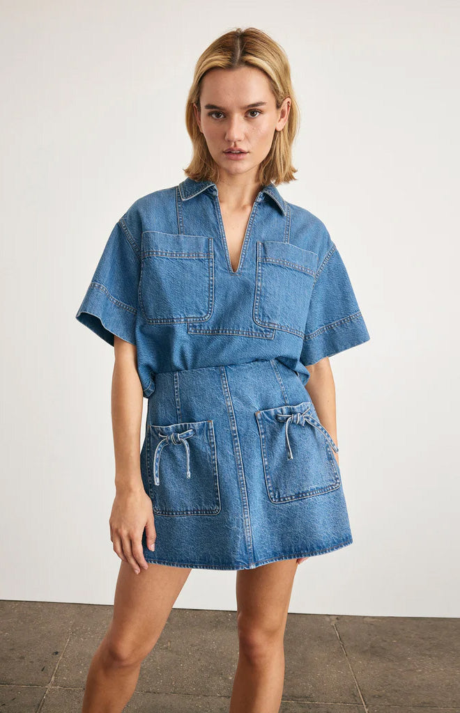 Cory Skirt in Medium Indigo Blue