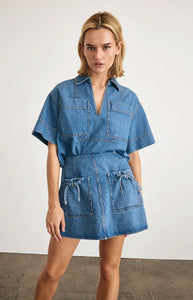 Cory Skirt in Medium Indigo Blue