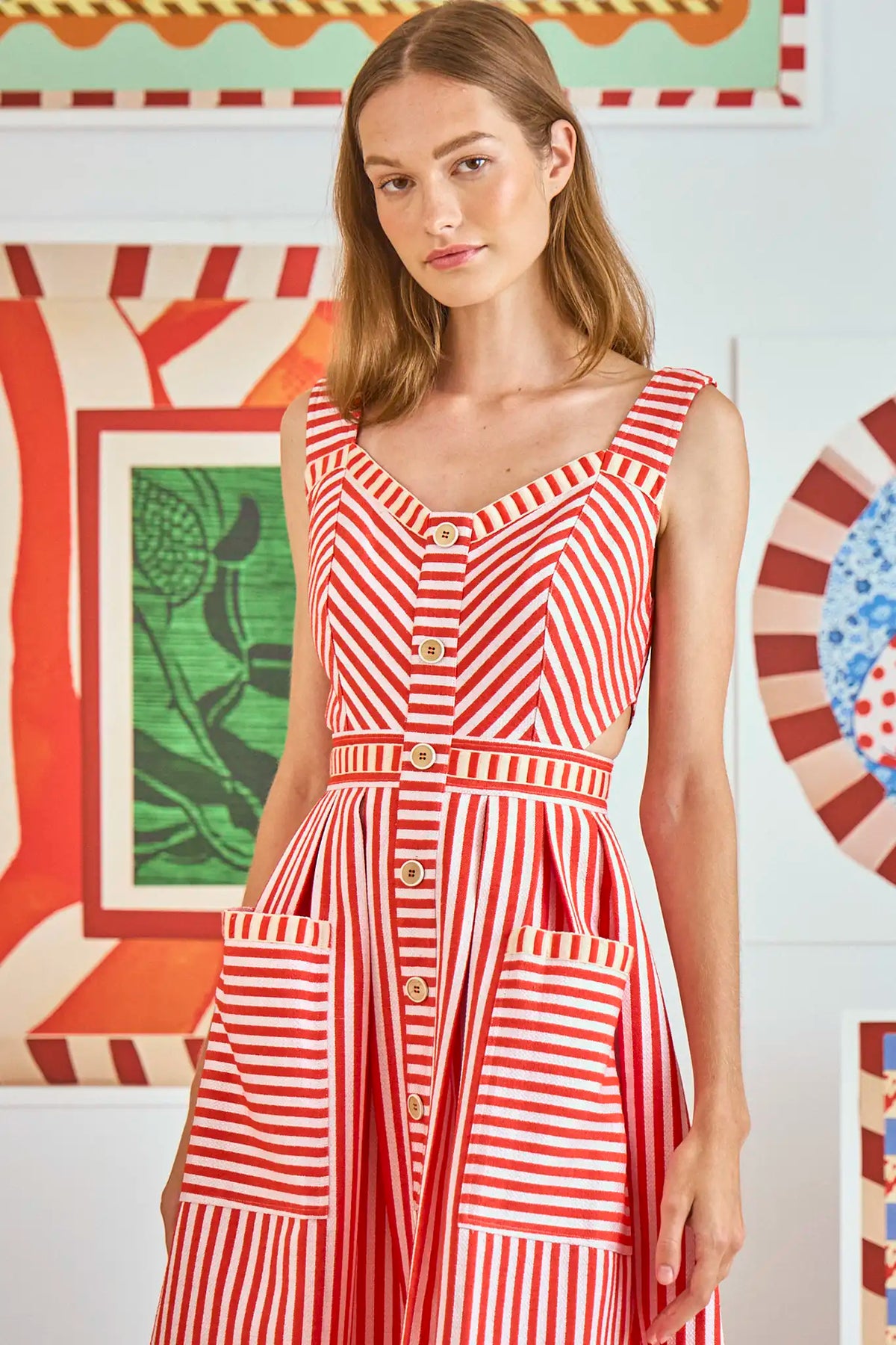 Cosi Dress in Poppy Stripe