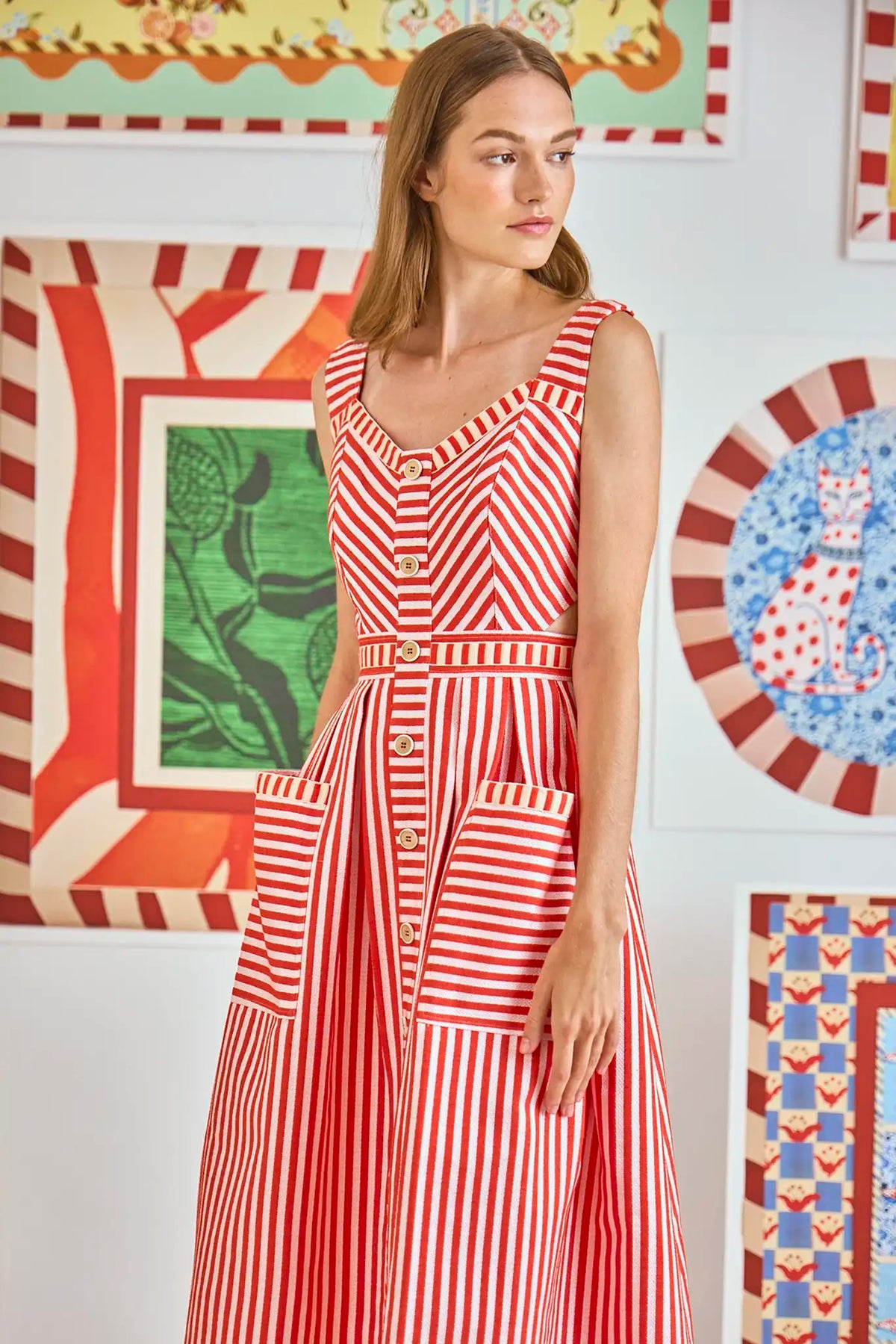 Cosi Dress in Poppy Stripe