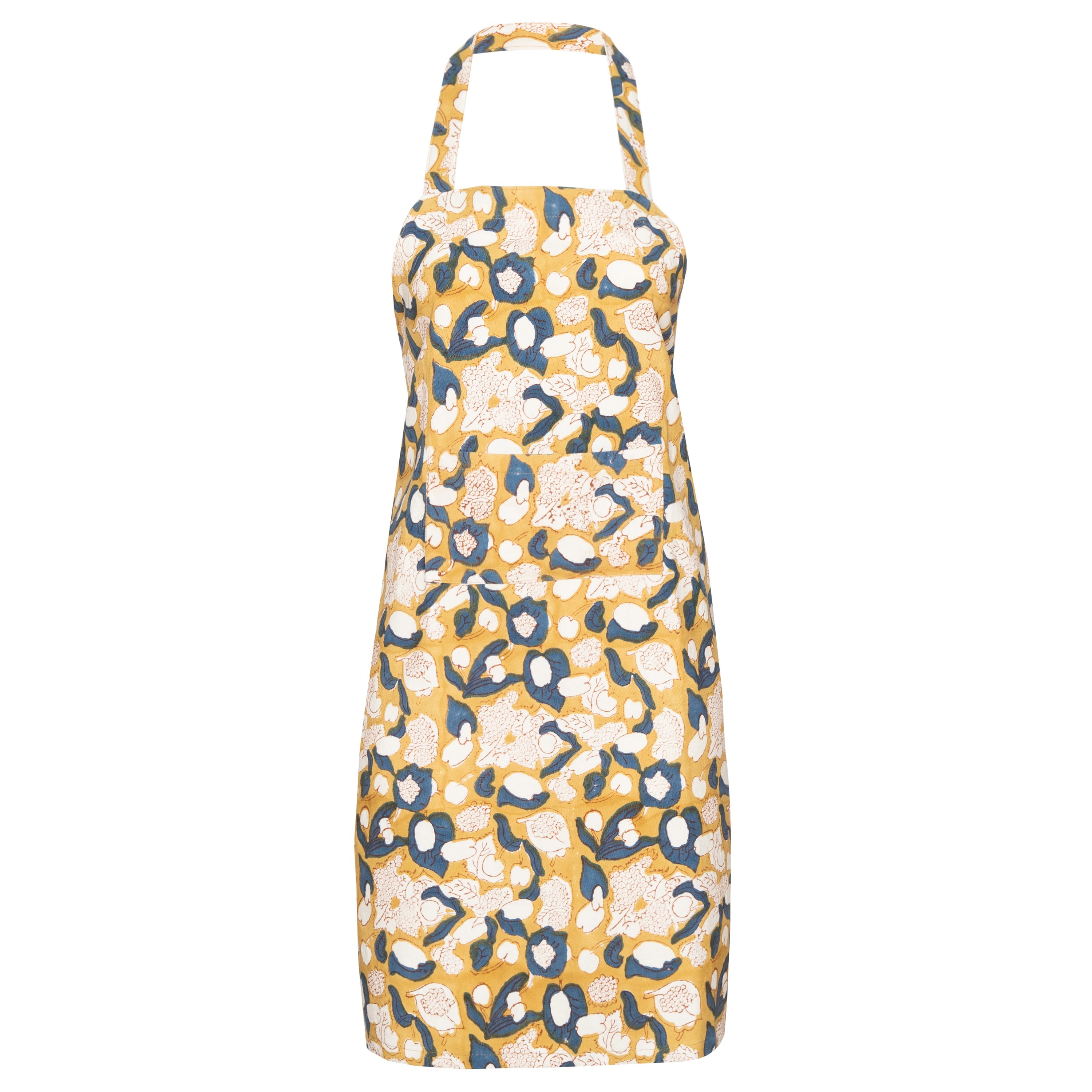 Forest Harverst Apron in Mustard & Blue