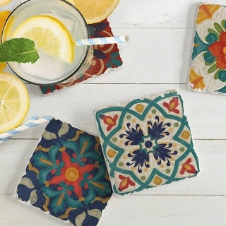 Absorbent Stone Coaster, Spanish Villa, Set of 4
