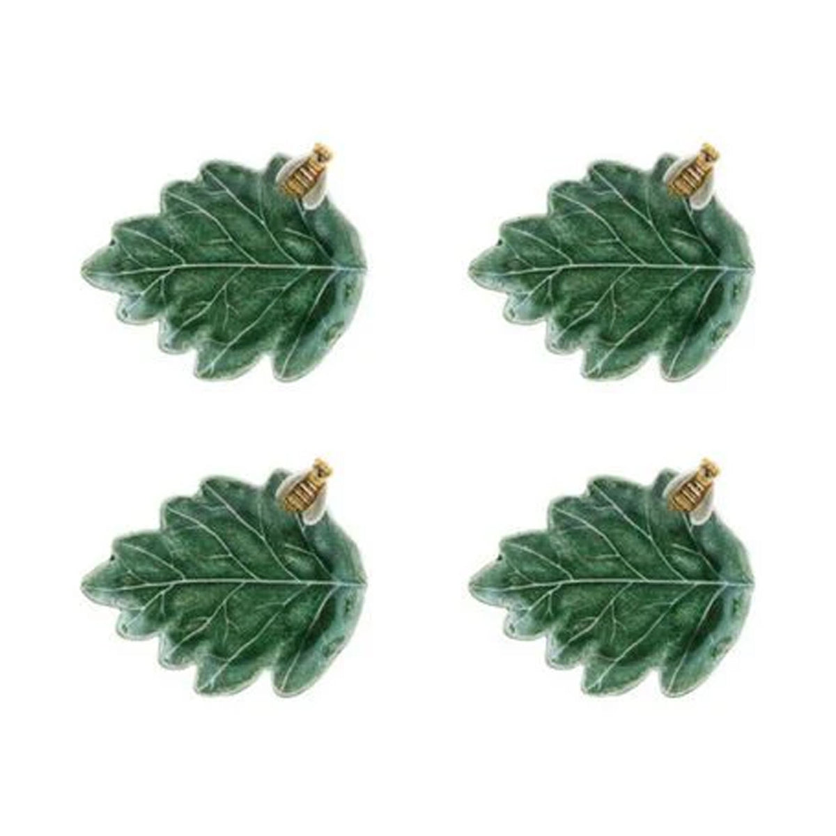 Countryside Leaves Oak Tree Leaf with Bee, Set of 4