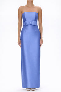 Juliette Silk and Wool Column Gown with Bow Belt