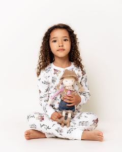 Children's Cowboy Pajamas in Cream