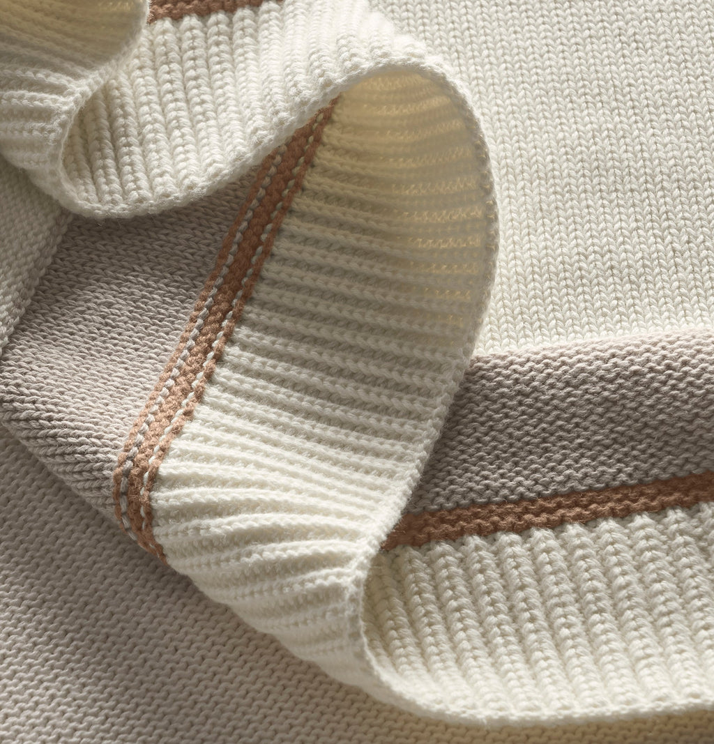 Court Knit Throw Blanket in Cream