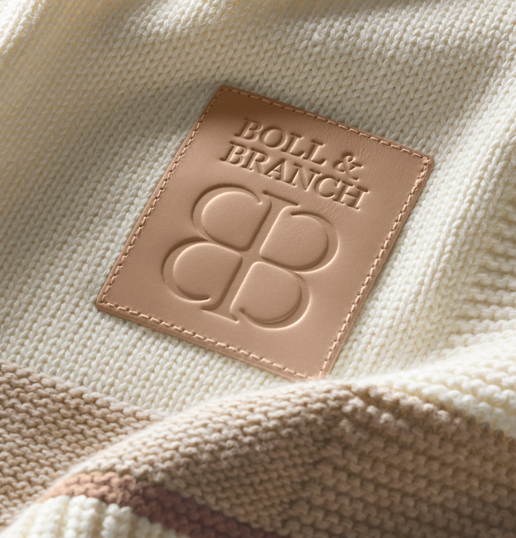 Court Knit Throw Blanket in Cream