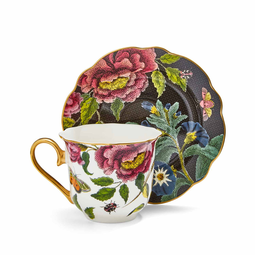 Creatures of Curiosity Tea & Saucer in Snake & Black