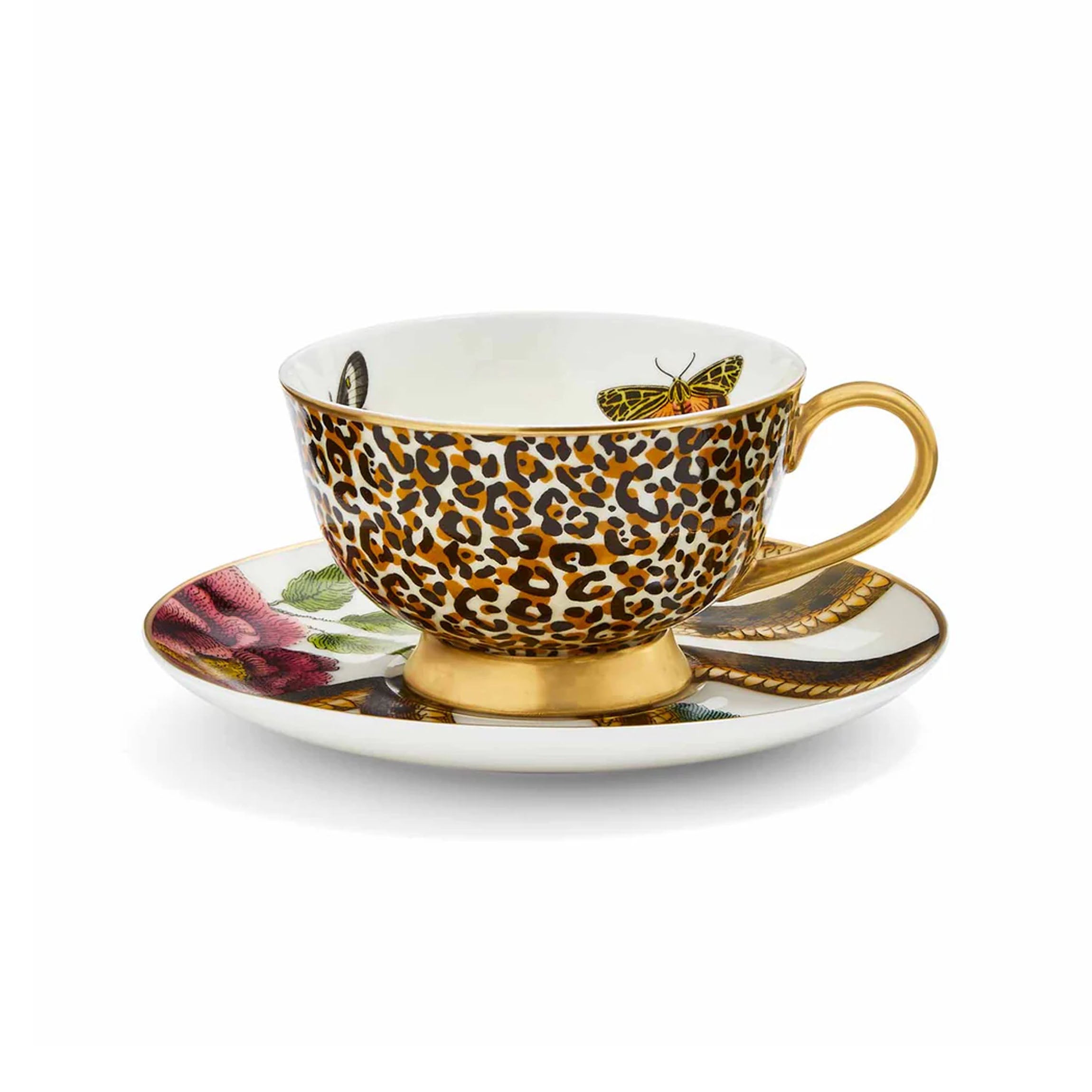 Creatures of Curiosity Tea & Saucer in Leopard & Snake